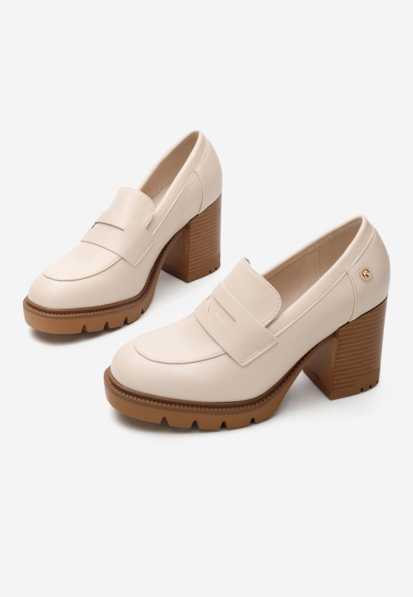 Mocassini con tacco Delora beige