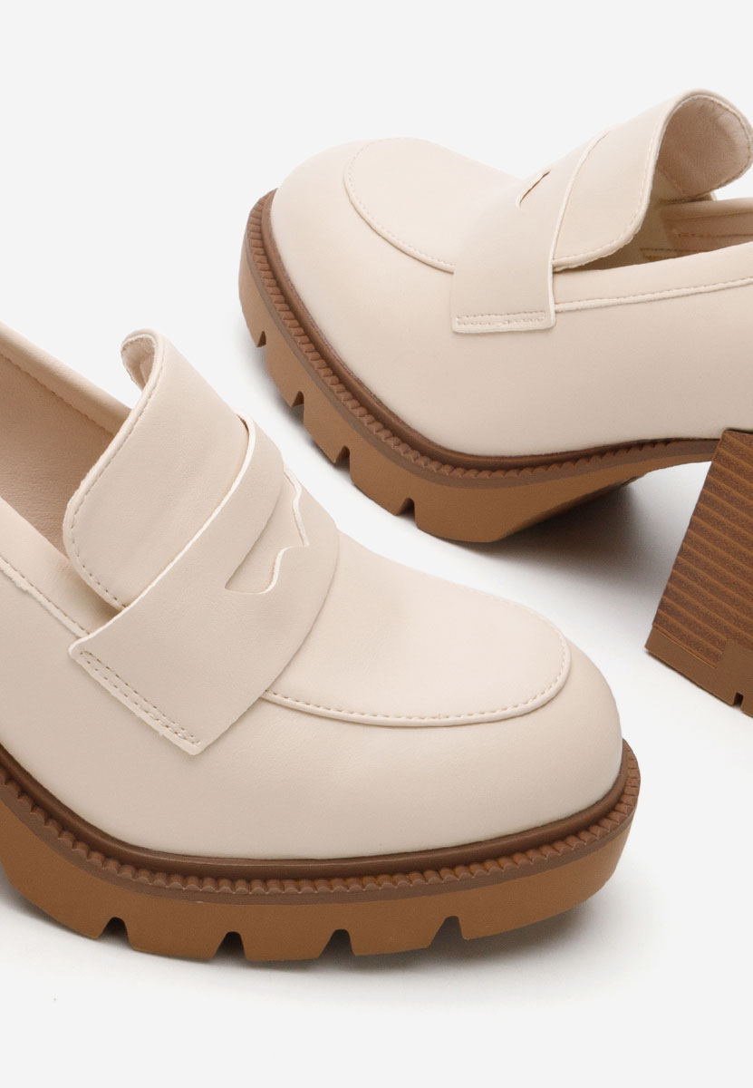 Mocassini con tacco Delora beige
