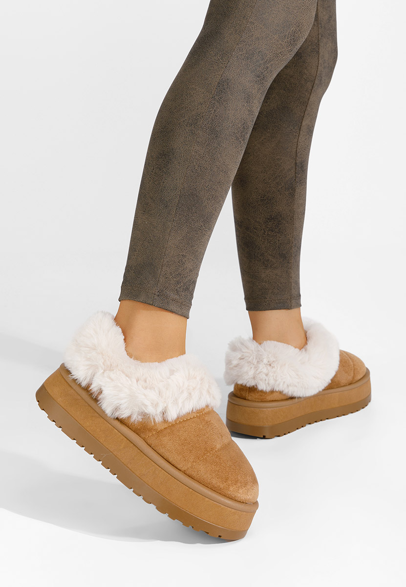 Zoccoli con zeppa Burma camel