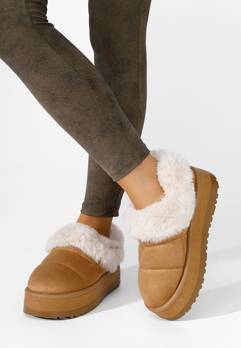 Zoccoli con zeppa Burma camel