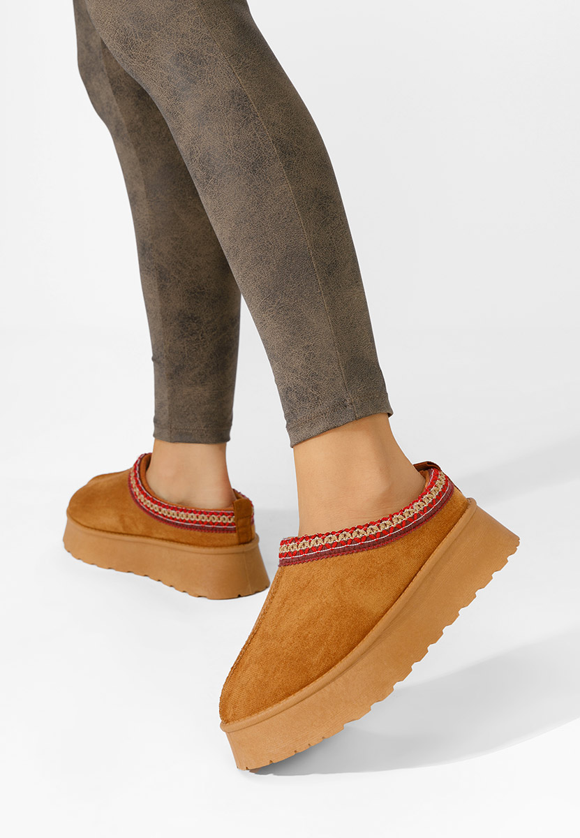 Ciabatte platform Leoma camel