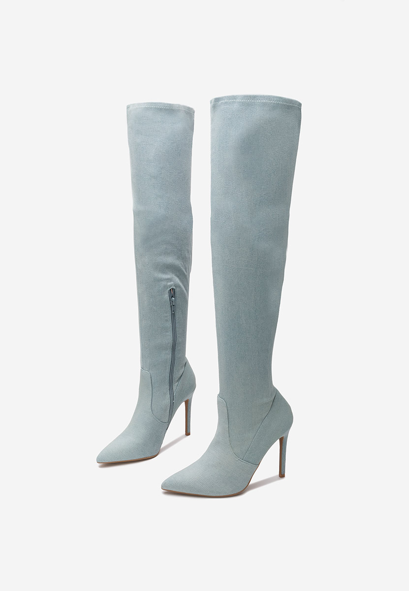 stivali alti con tacco a spillo Omaria denim