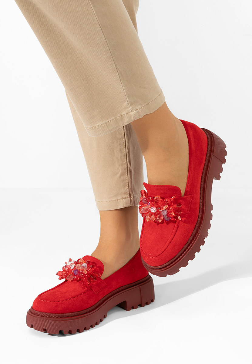 Mocassini con plateau Amilla rosso
