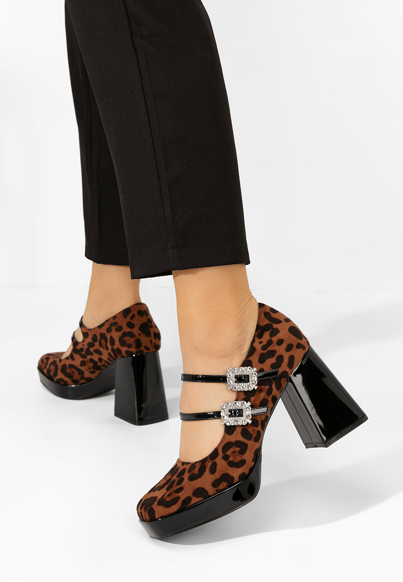 Décolleté tacco largo Elany leopardi