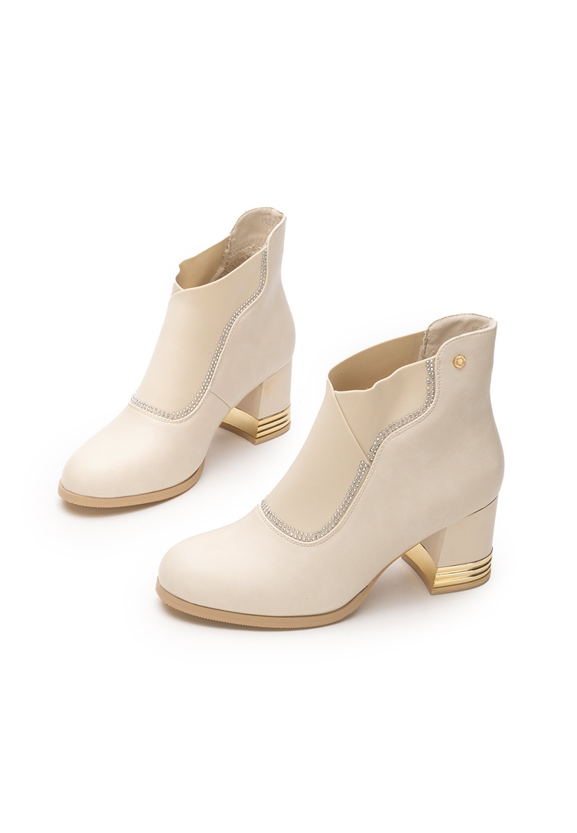 Tronchetti con tacco largo Mirtha beige
