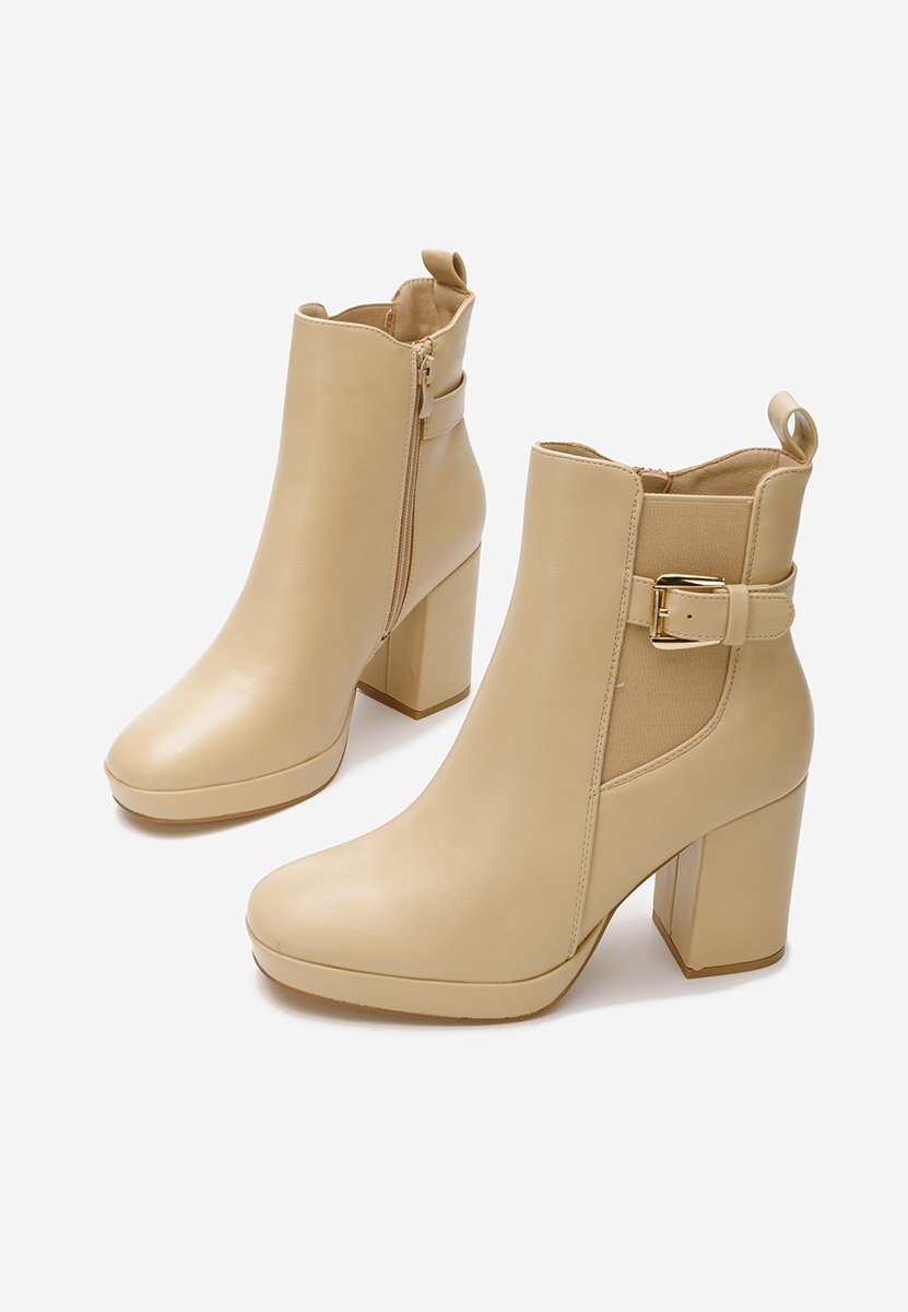 Tronchetti con tacco largo Sumiko beige