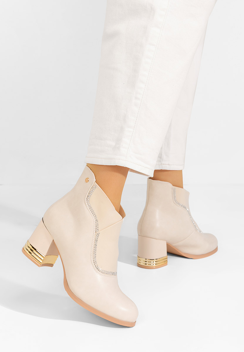 Tronchetti con tacco largo Mirtha beige