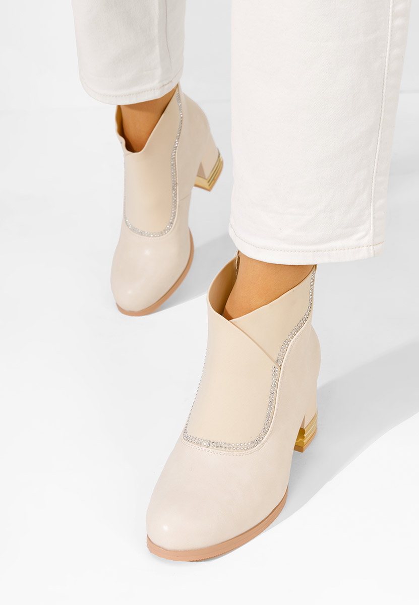 Tronchetti con tacco largo Mirtha beige