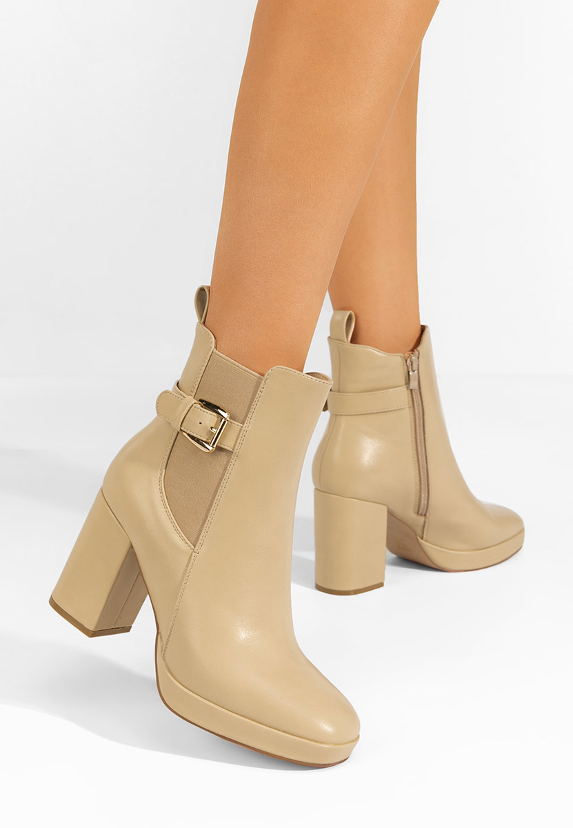 Tronchetti con tacco largo Sumiko beige