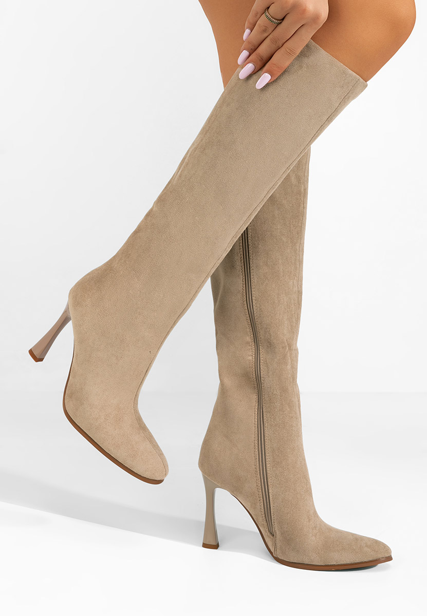 Stivali tacco a spillo Glynda beige