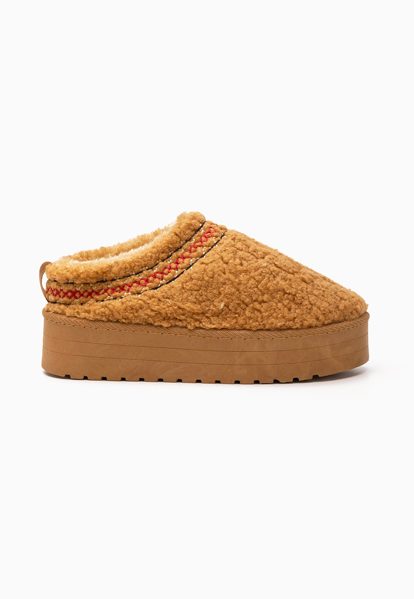 Zoccoli con zeppa Cristina camel