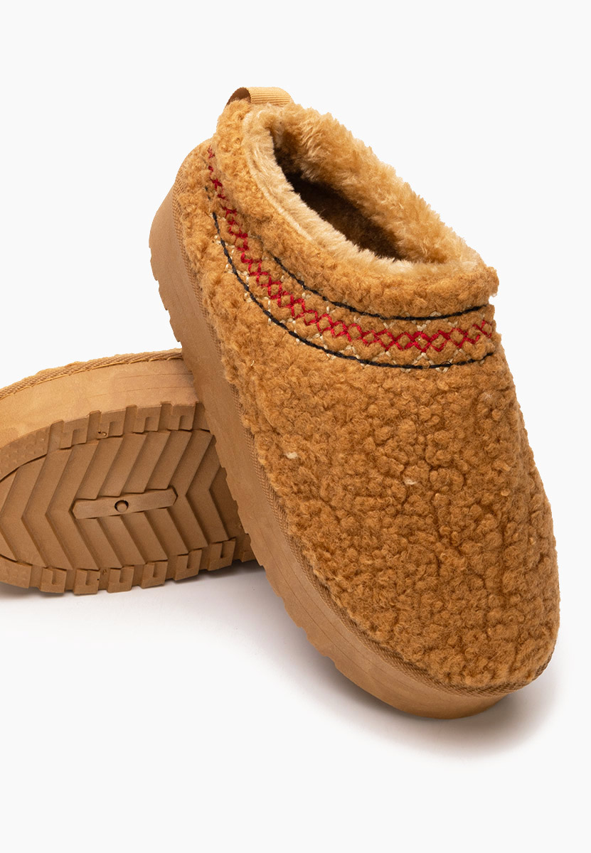 Zoccoli con zeppa Cristina camel