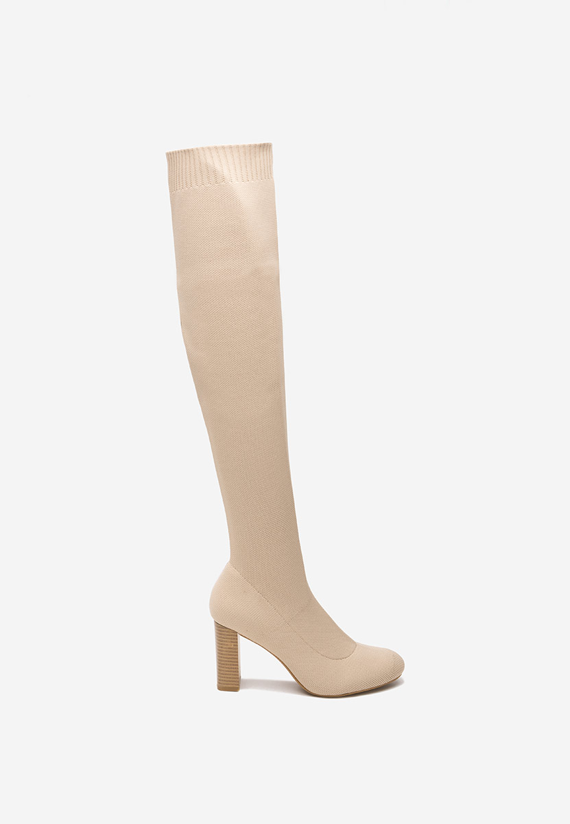 Stivali alti con tacco Megia Beige