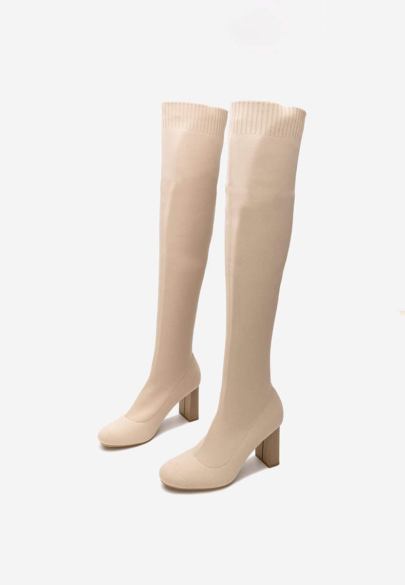 Stivali alti con tacco Megia Beige