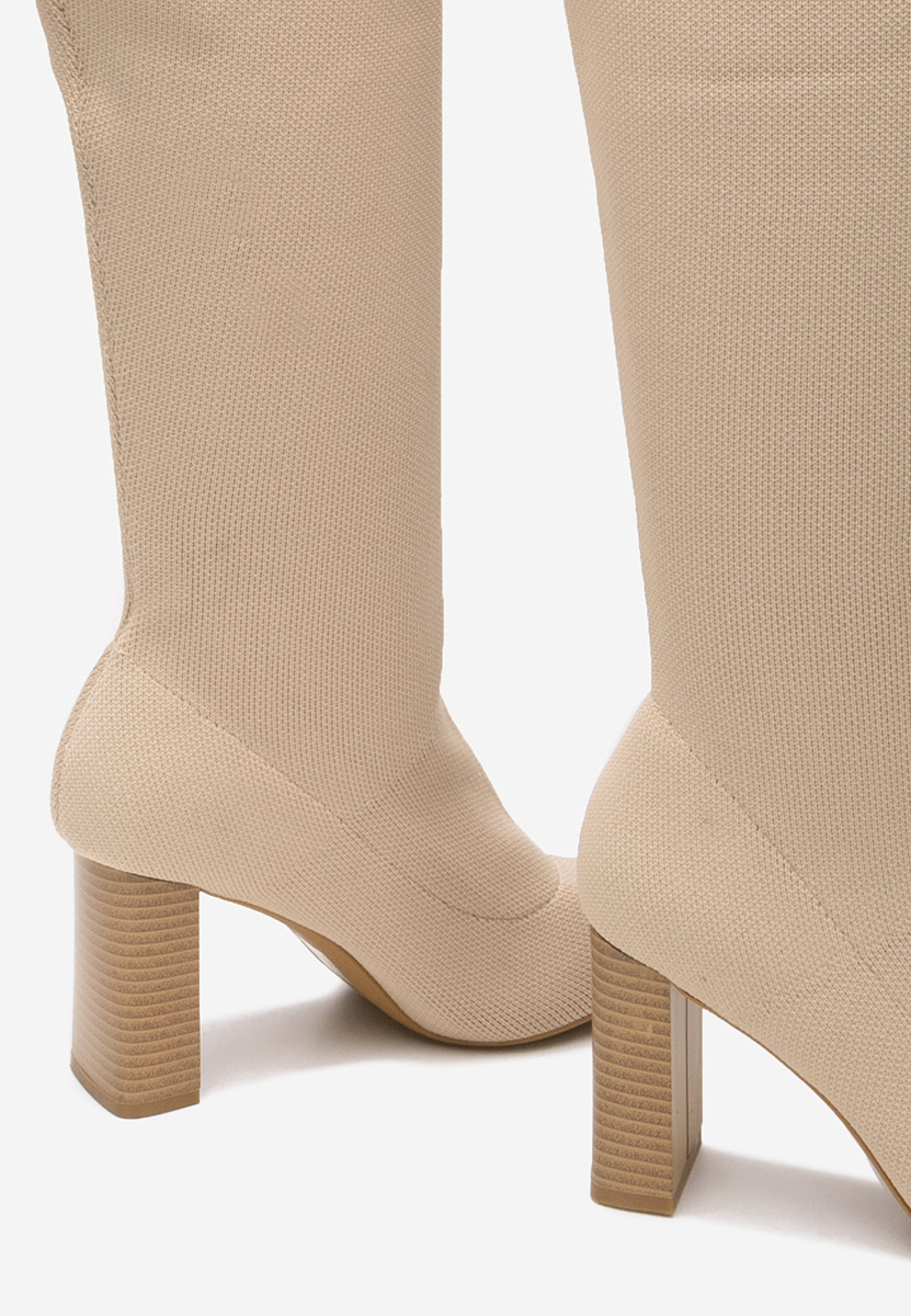Stivali alti con tacco Megia Beige