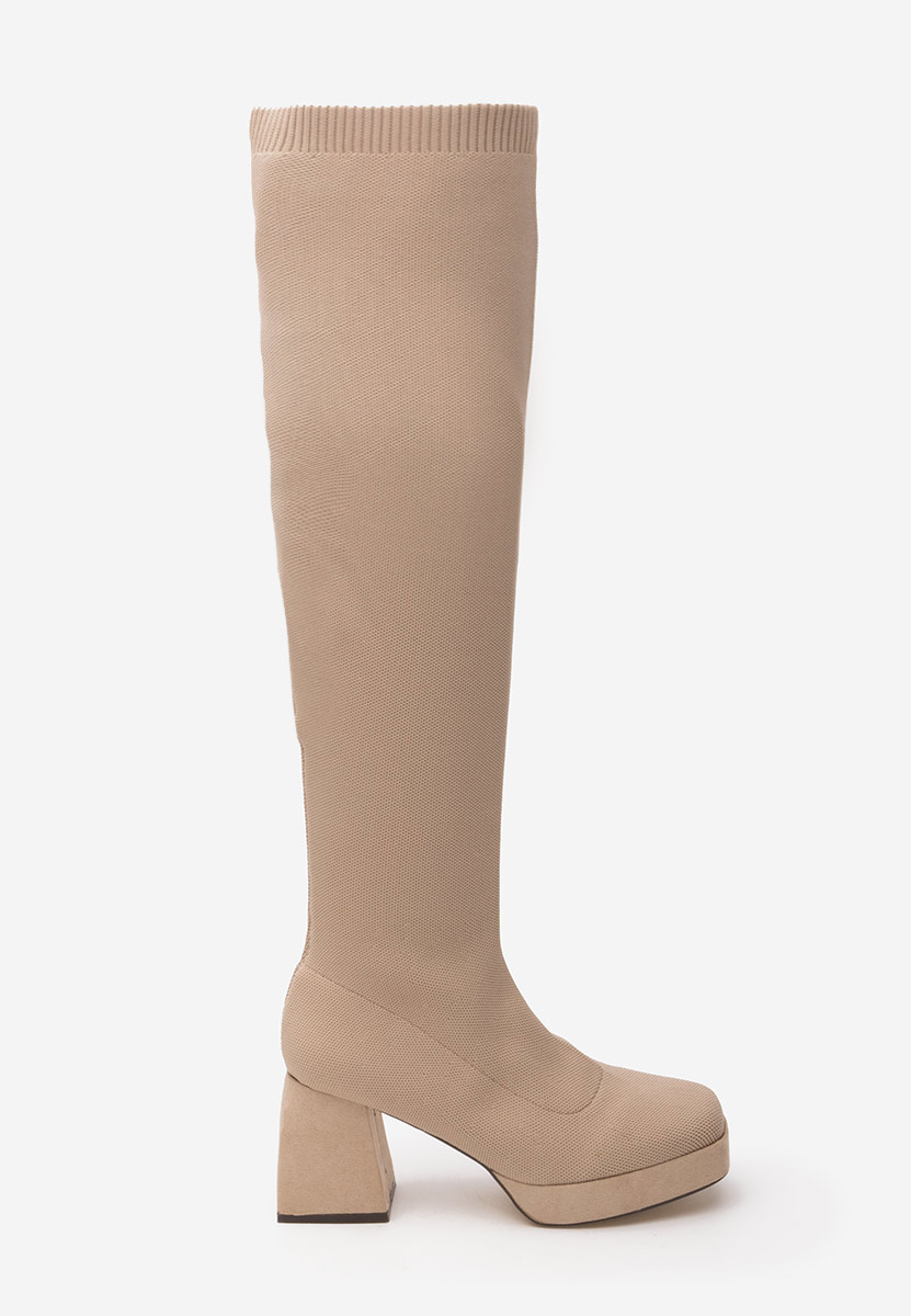 Stivali alti donna beige Brena
