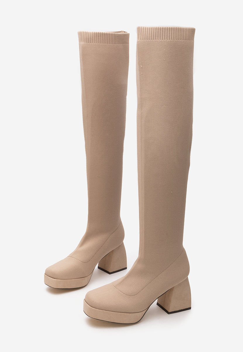 Stivali alti donna beige Brena