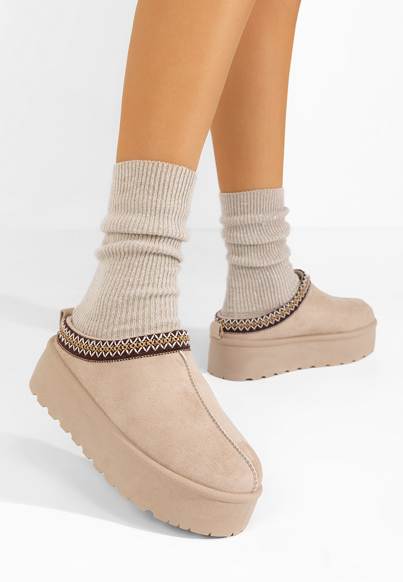 Zoccoli con zeppa Comfy beige