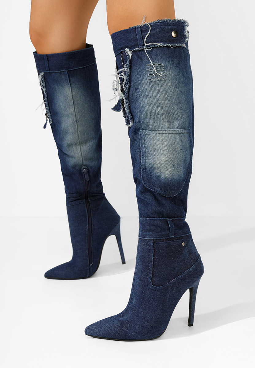 stivali alti con tacco a spillo Siris denim