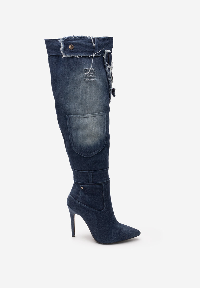 stivali alti con tacco a spillo Siris denim