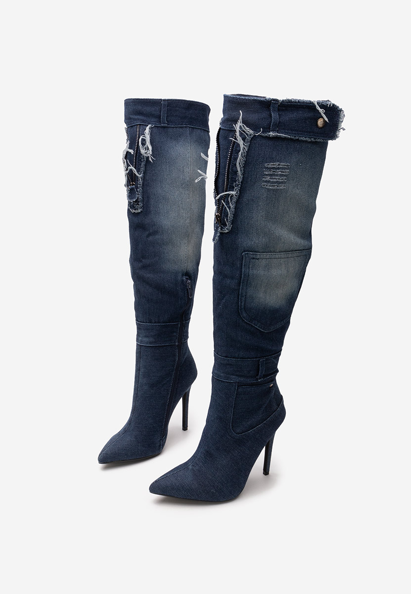 stivali alti con tacco a spillo Siris denim