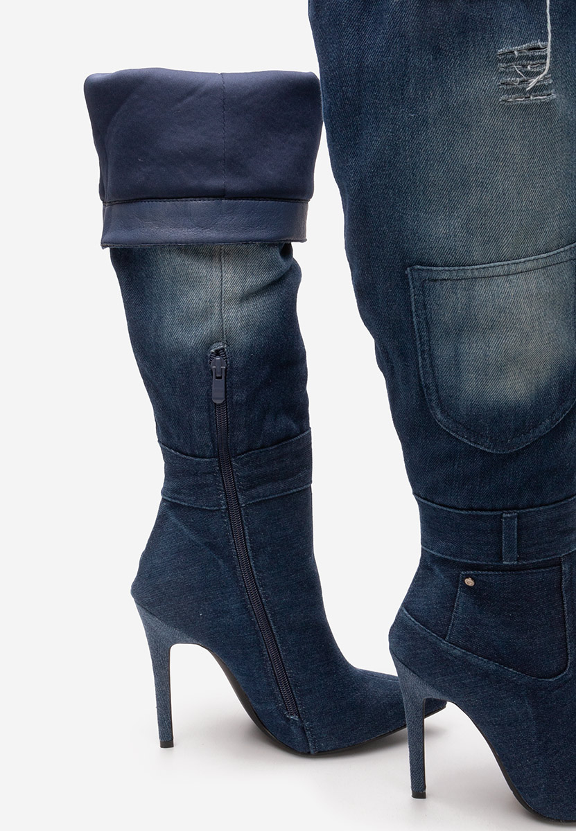 stivali alti con tacco a spillo Siris denim