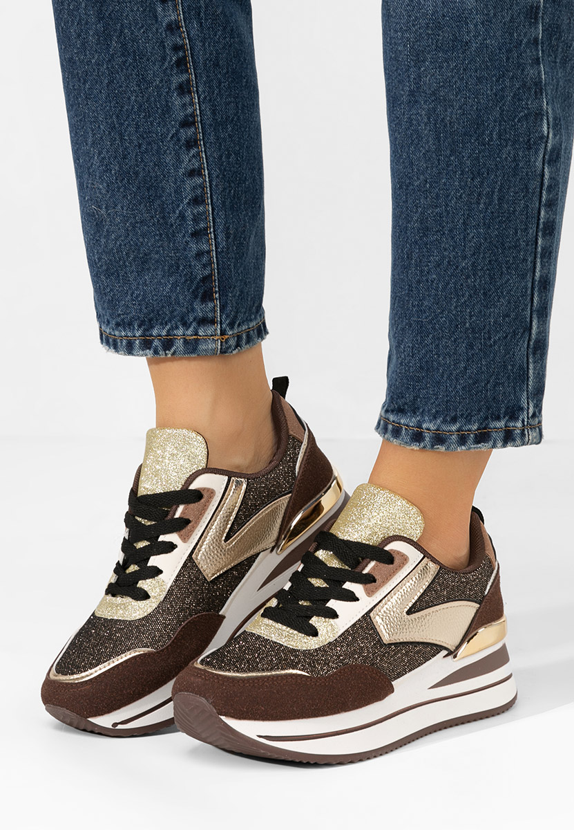 Sneakers con zeppa Septima marrone