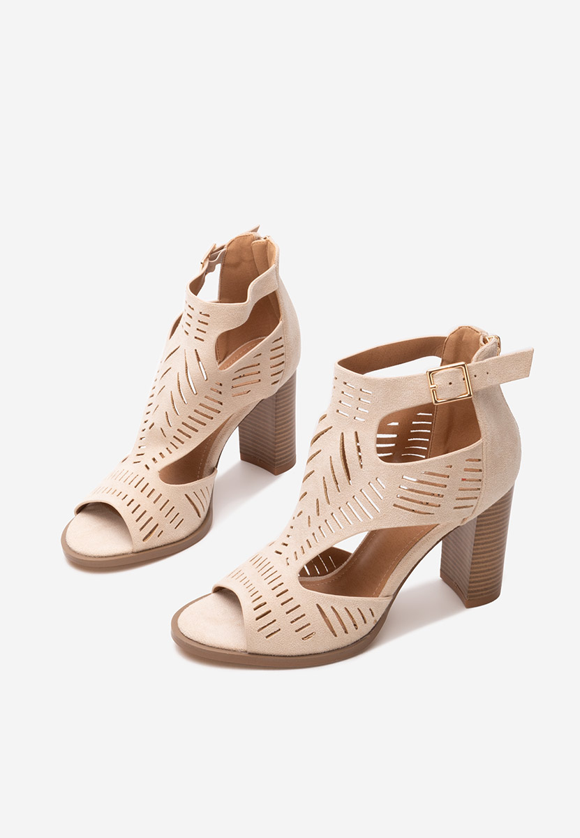 Sandali con tacco largo Cassey beige