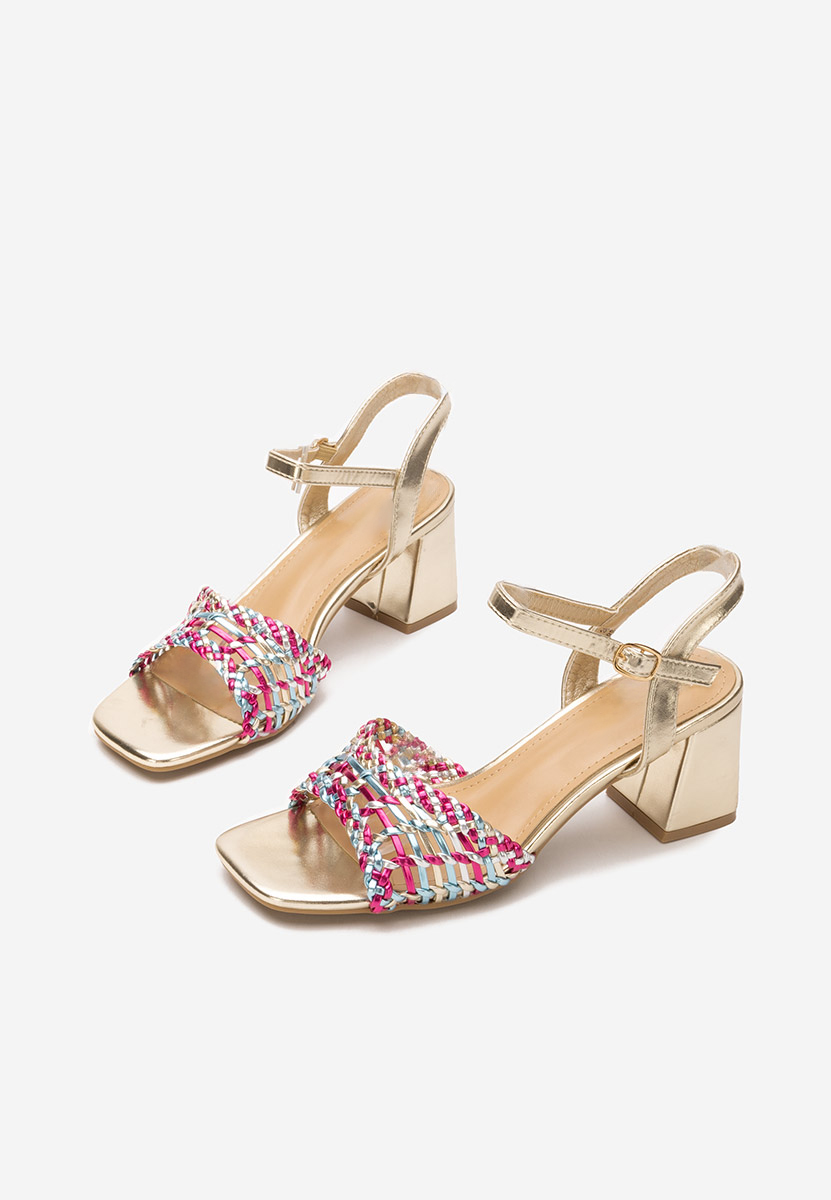 Sandali con tacco largo Kaley oro