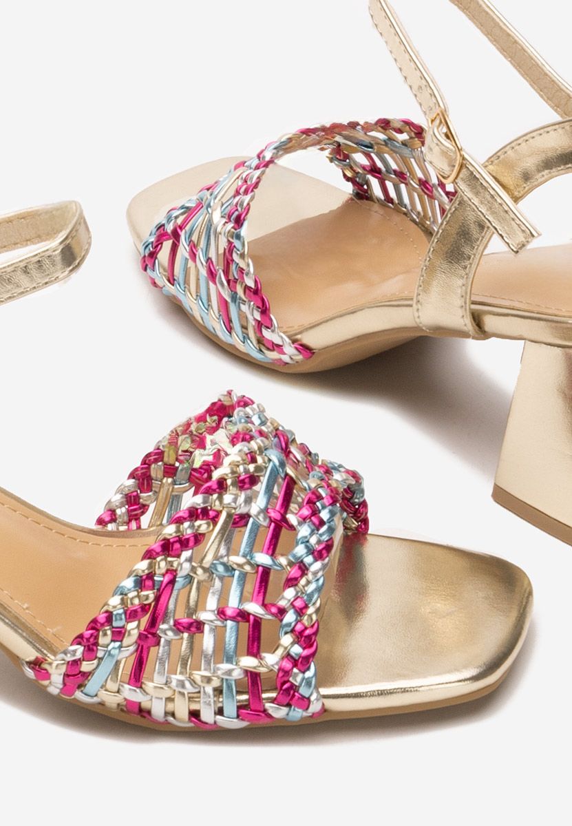 Sandali con tacco largo Kaley oro