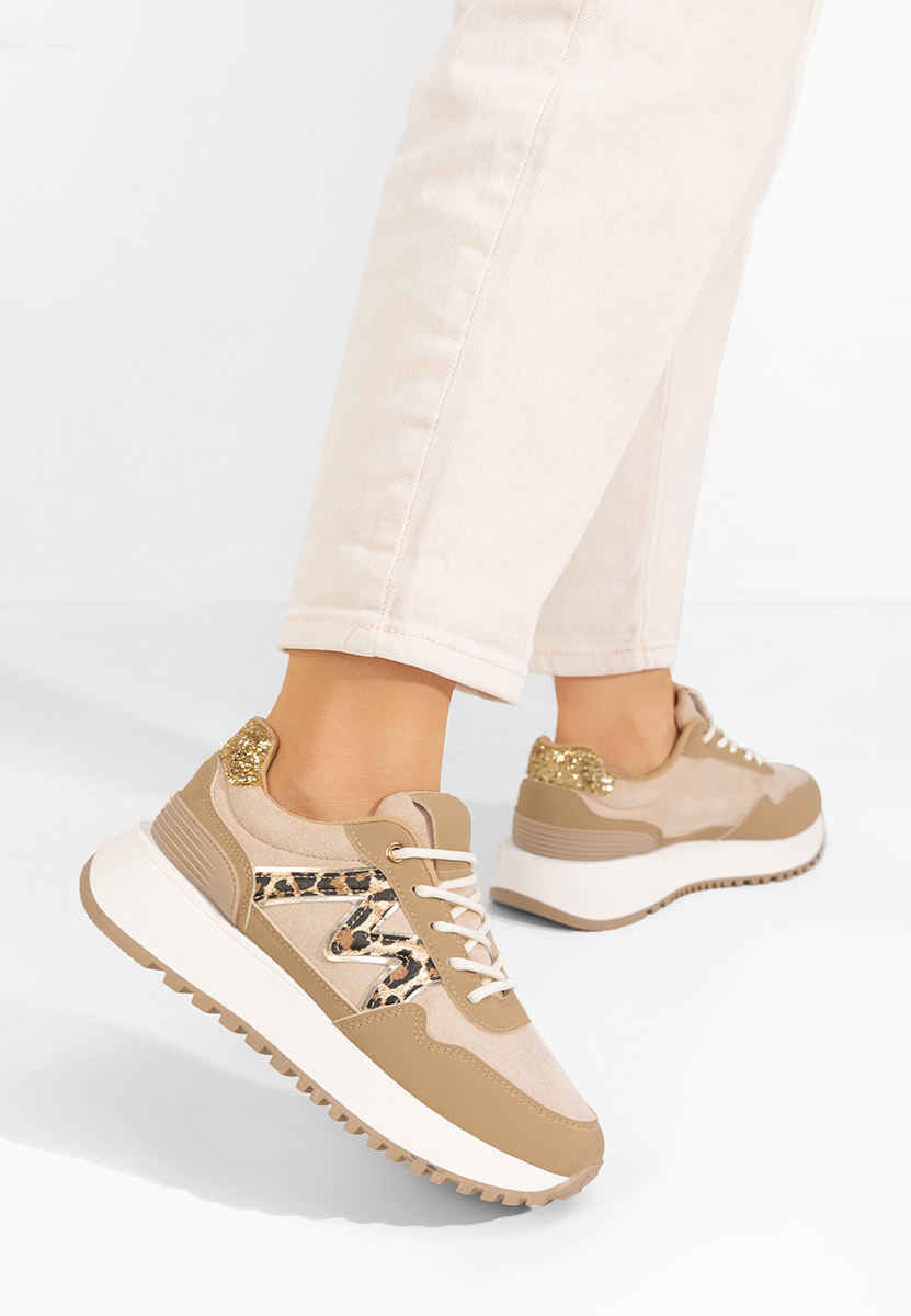 Sneakers con zeppa Ahri cachi