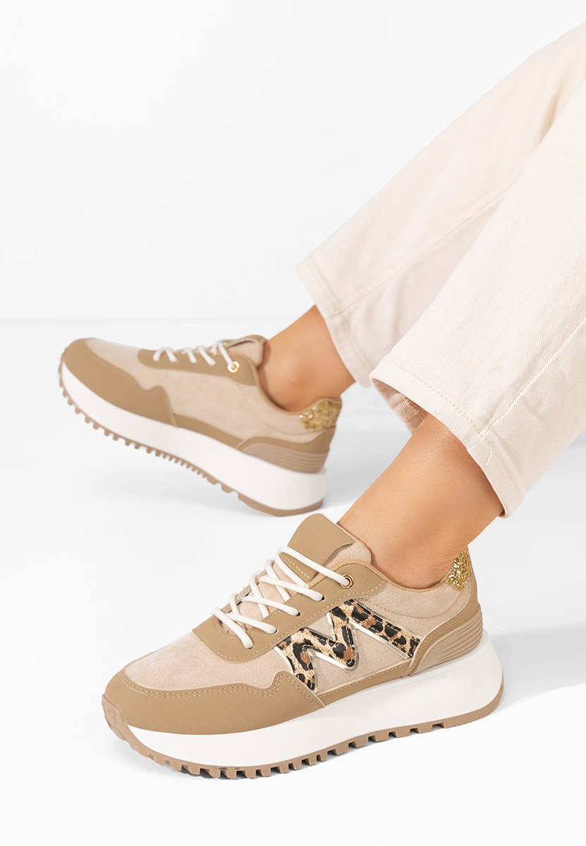 Sneakers con zeppa Ahri cachi