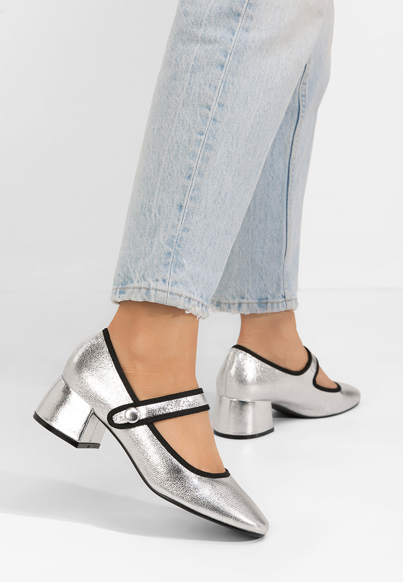 Décolleté tacco largo Annaliese argento