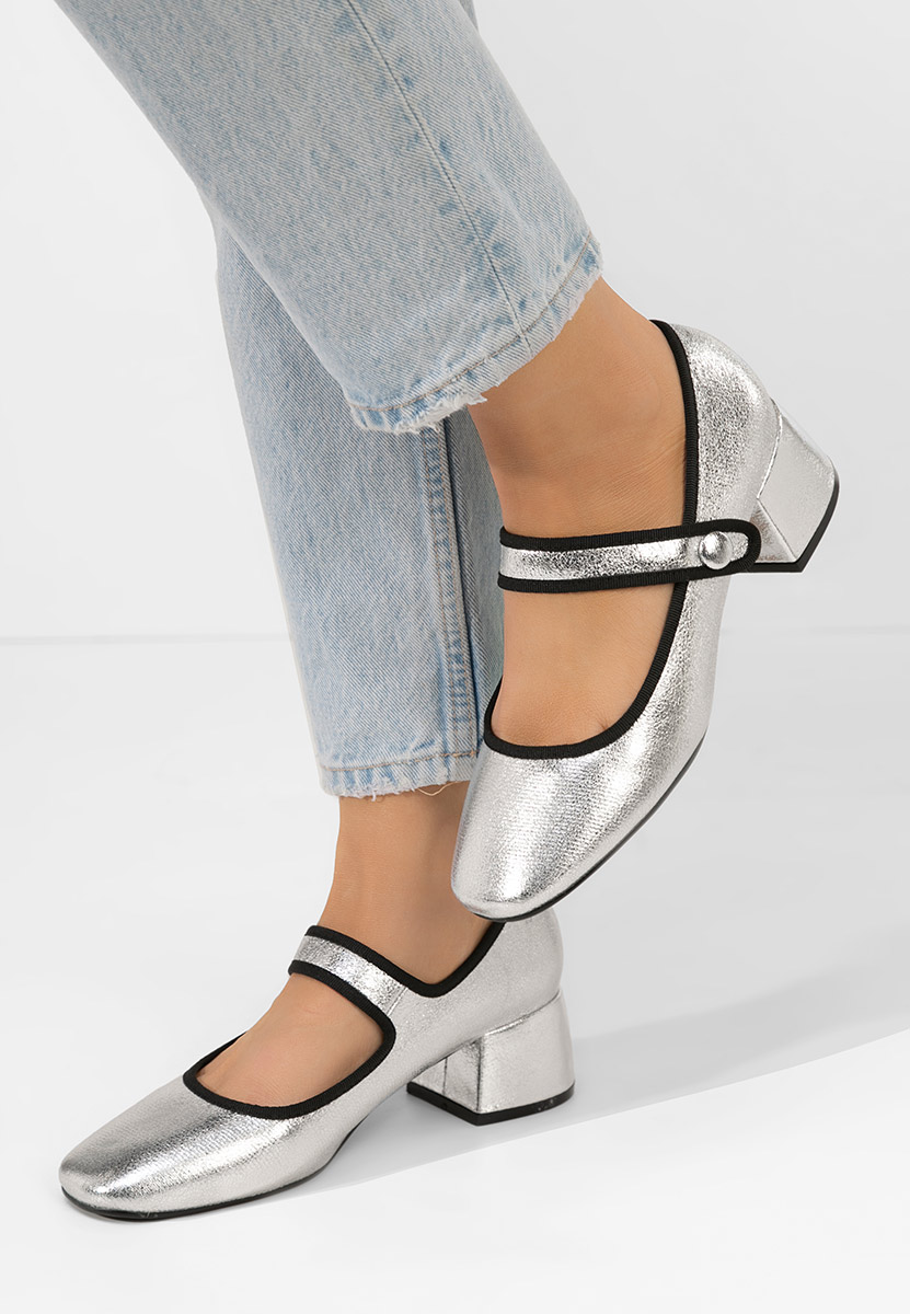 Décolleté tacco largo Annaliese argento