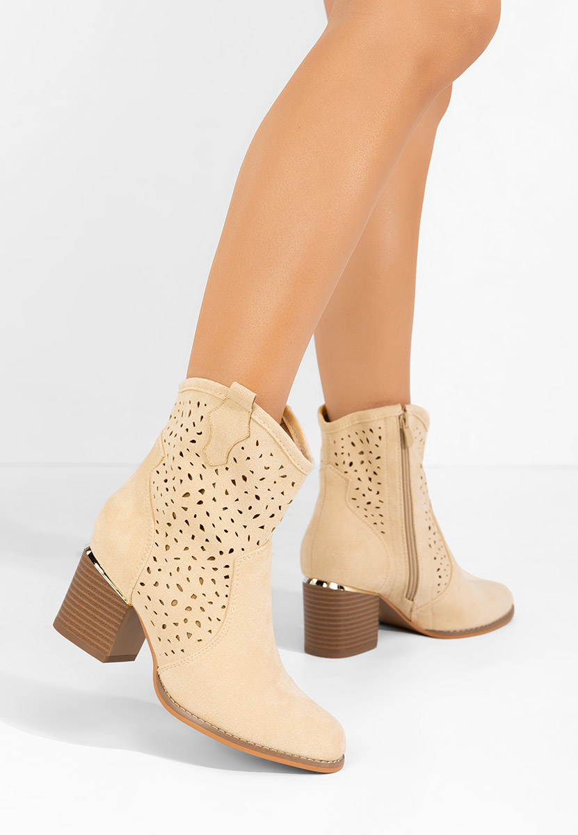 Tronchetti con tacco largo Latonya beige