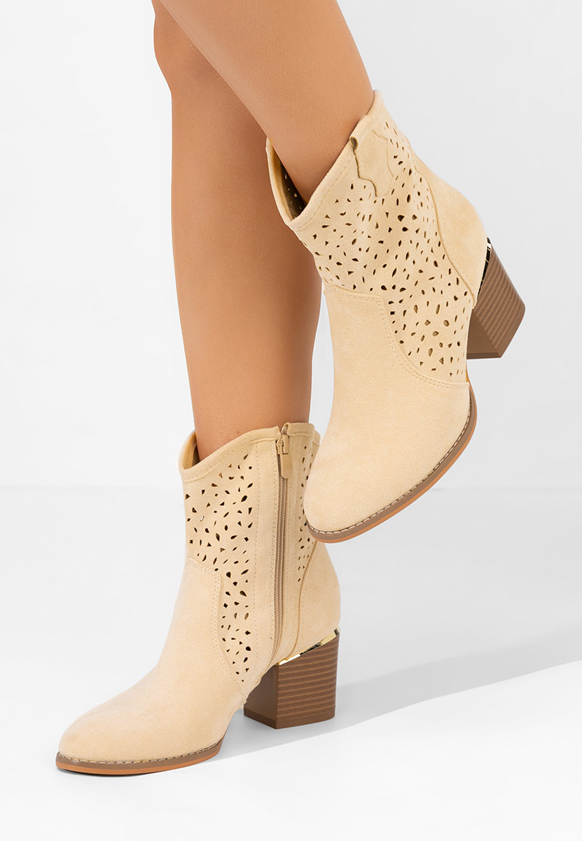 Tronchetti con tacco largo Latonya beige