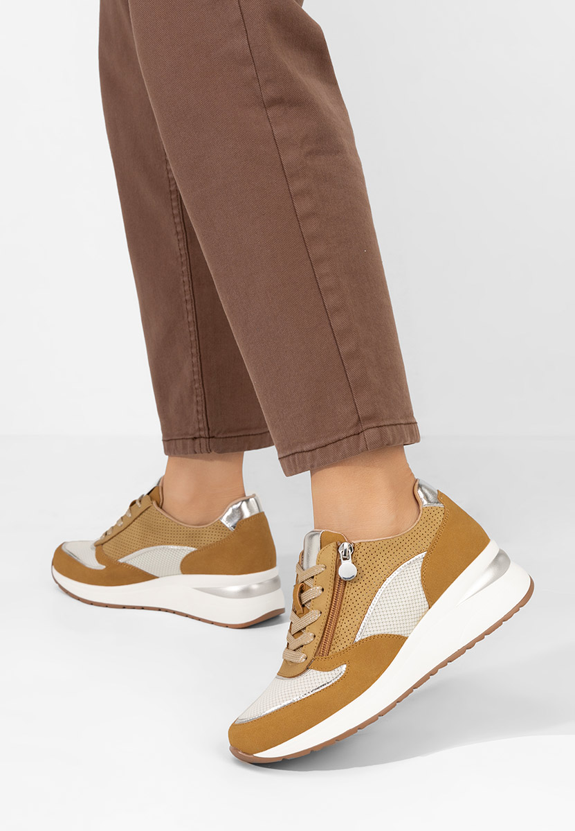 Sneakers con zeppa Corey camel