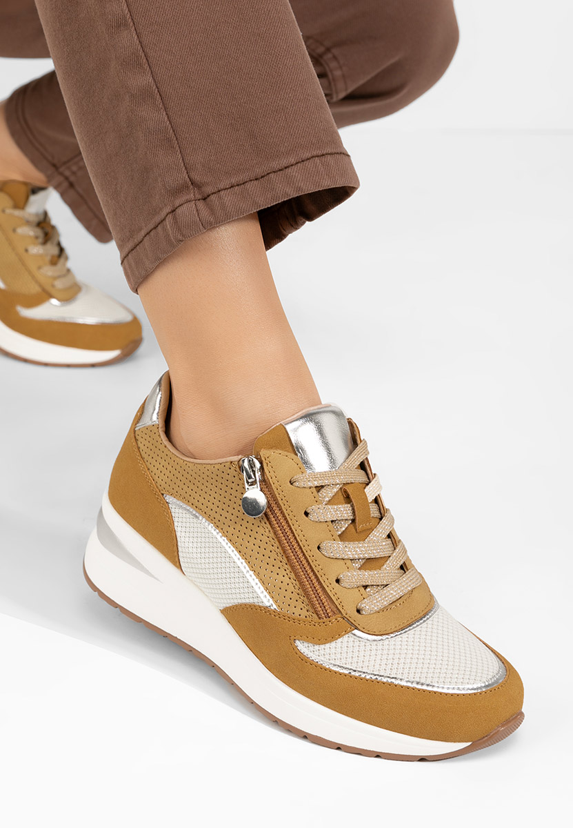 Sneakers con zeppa Corey camel