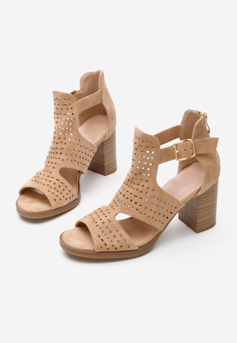 Sandali con tacco largo Trudy beige