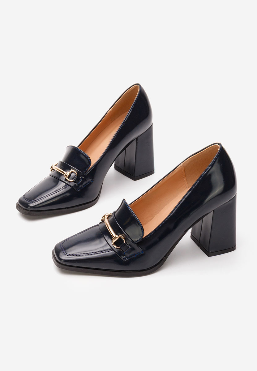 Mocassini con tacco Noriana blu marine
