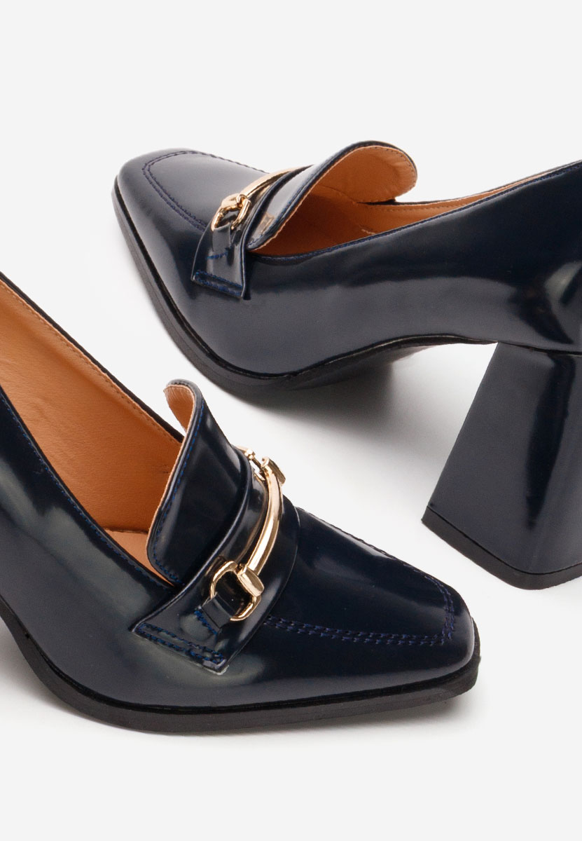 Mocassini con tacco Noriana blu marine