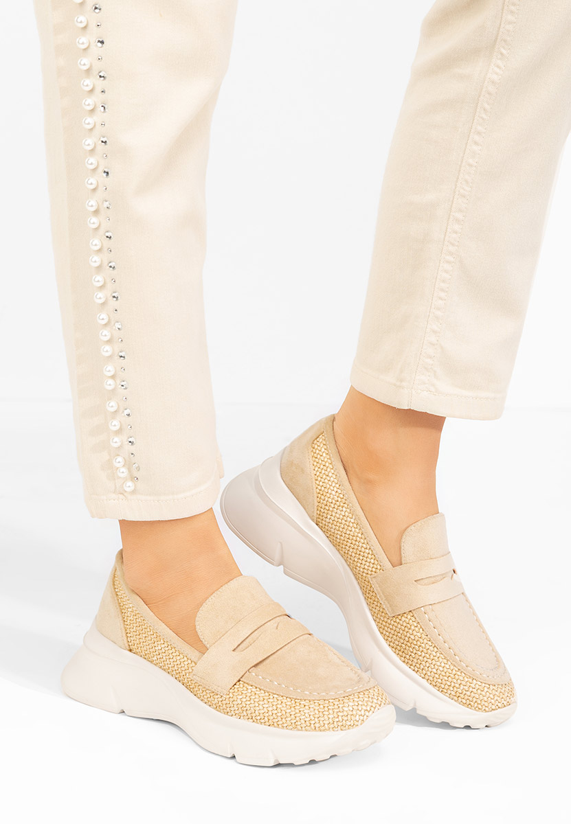 Mocassini donna platform Almata V3 beige