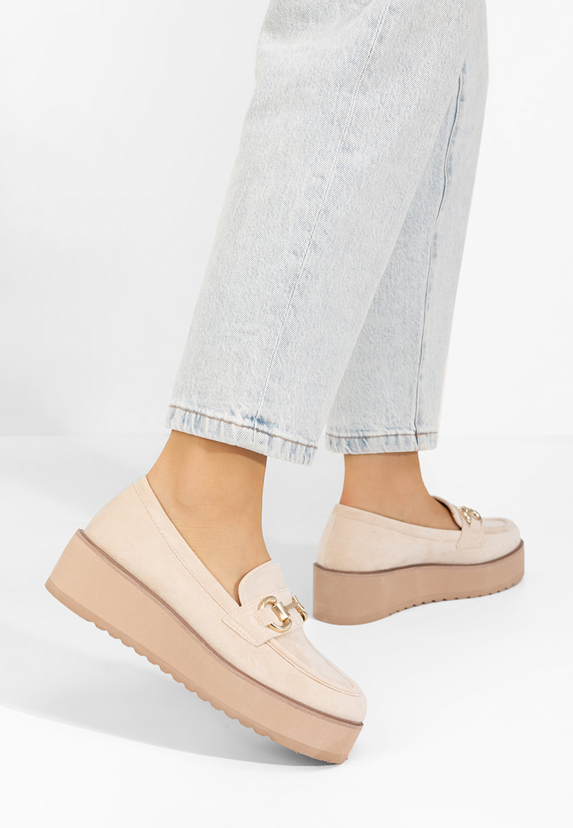 Mocassini donna platform Leondra V6 beige