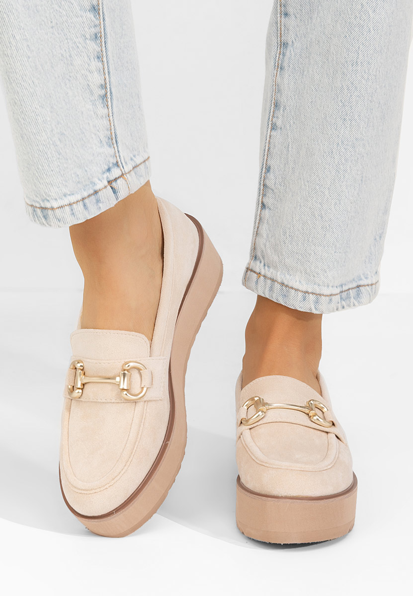Mocassini donna platform Leondra V6 beige