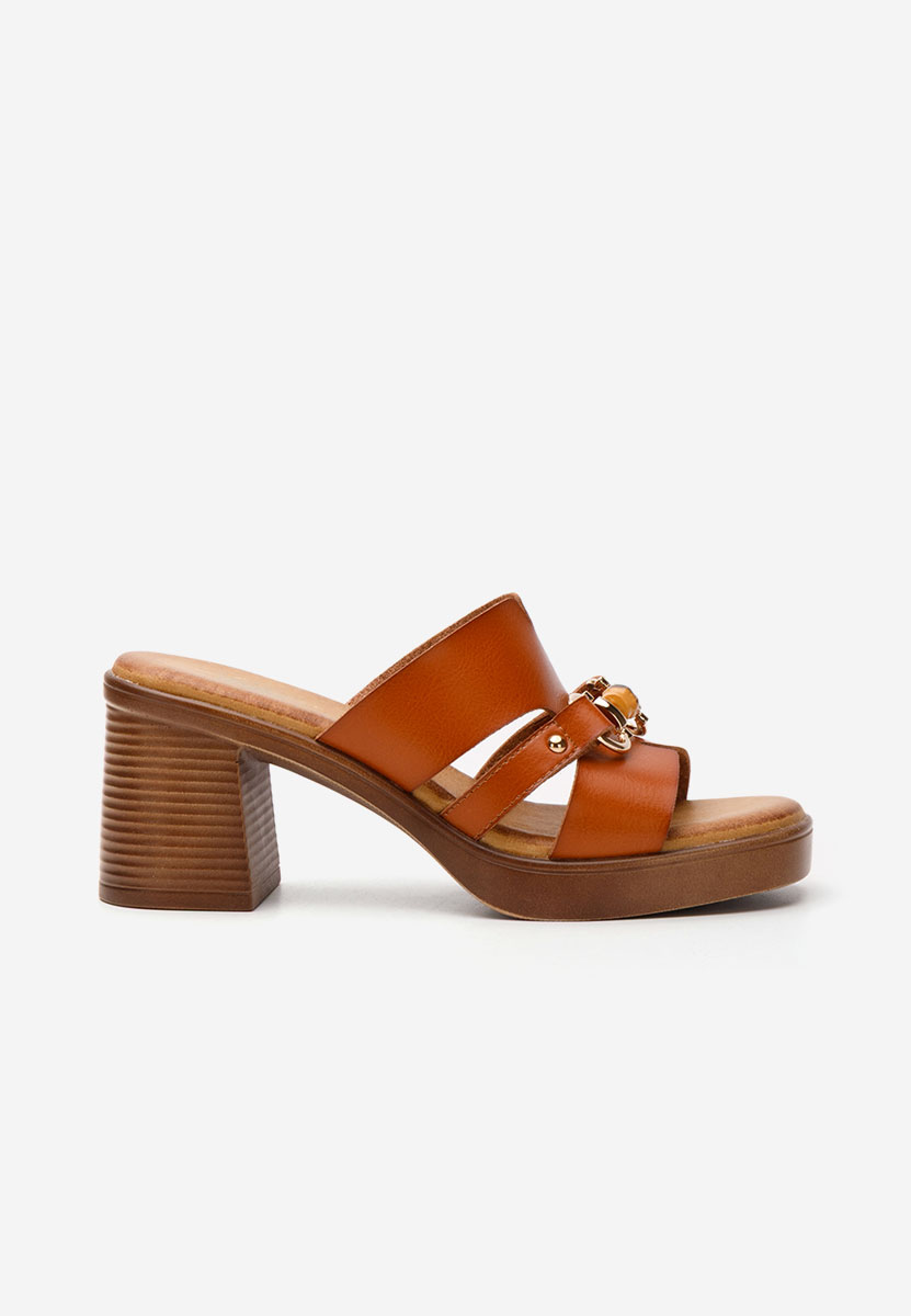 Ciabatte con tacco Olimpya camel