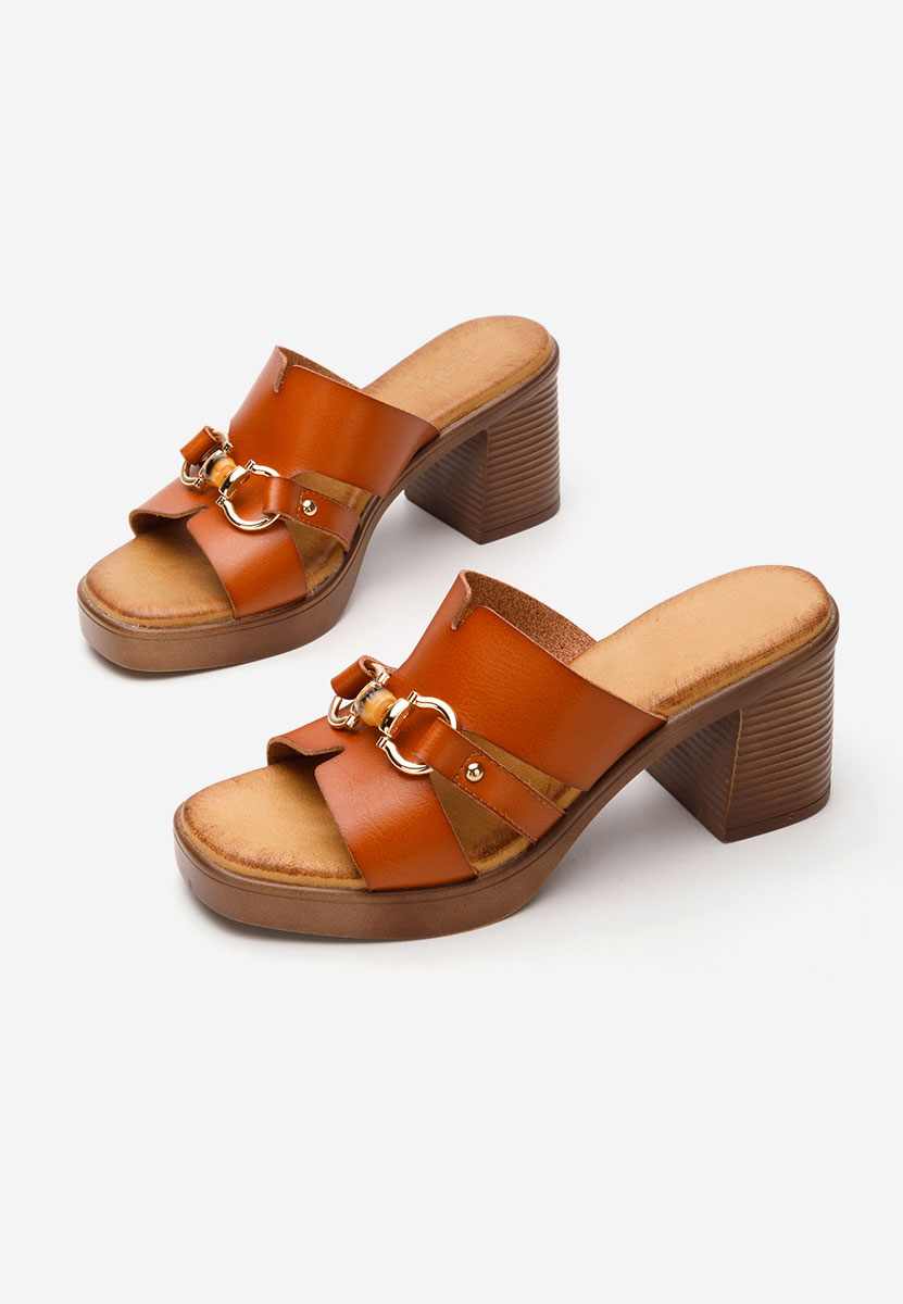 Ciabatte con tacco Olimpya camel