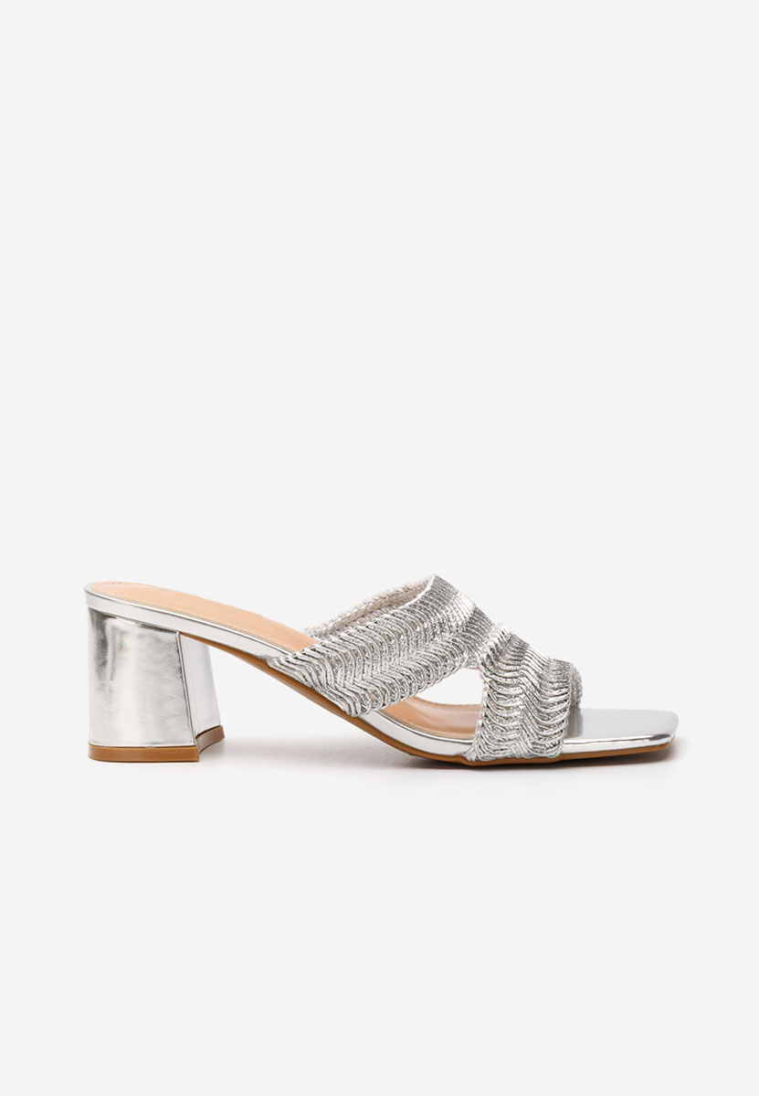 Ciabatte con tacco Nely argento