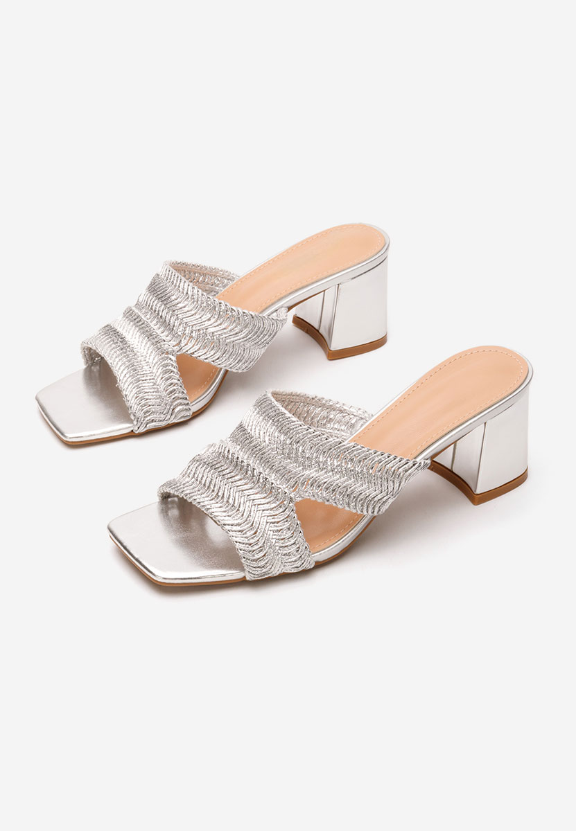 Ciabatte con tacco Nely argento