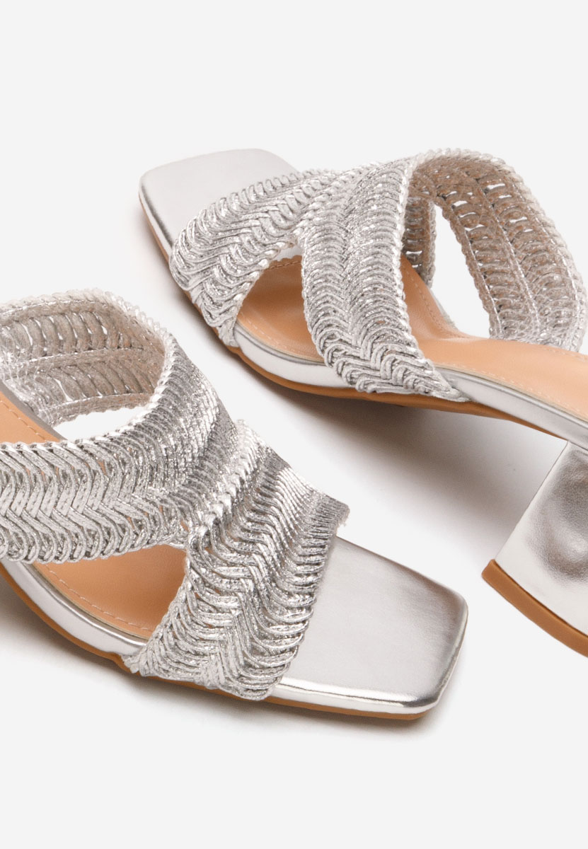 Ciabatte con tacco Nely argento