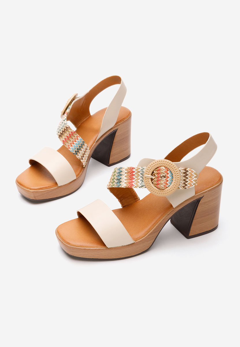 Sandali con tacco largo Saloma beige